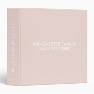 Minimalist blush pink family recipes cookbook binder
