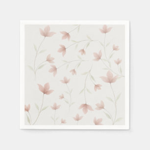 Minimalist Blush Pink Floral Elegant Wedding Napkin