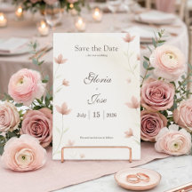 Minimalist Blush Pink Floral Elegant Wedding