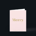 Minimalist Blush Pink & Gold Merry Christmas Holiday Card<br><div class="desc">This minimalist and modern "Merry" Christmas holiday card features a blush pink background with a word "Merry" in faux/fake gold foil. Personalize it for your needs</div>