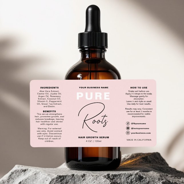 Minimalist Blush Pink Hair Oil Dropper Bottle (Creator Uploaded)