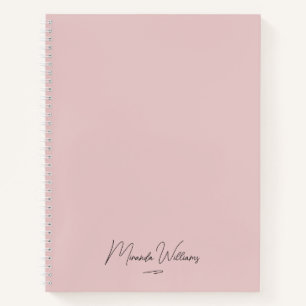 Minimalist Blush Pink Handwritten Custom Name Notebook