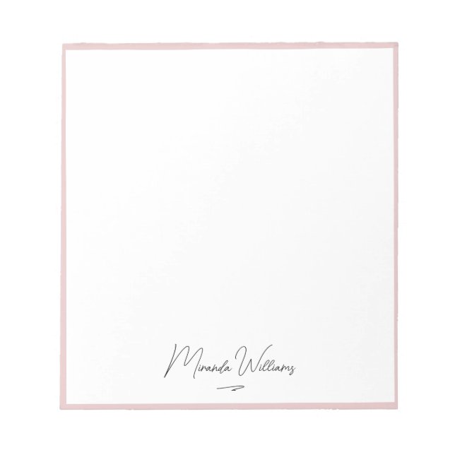 Minimalist Blush Pink Handwritten Custom Name  Notepad (Front)