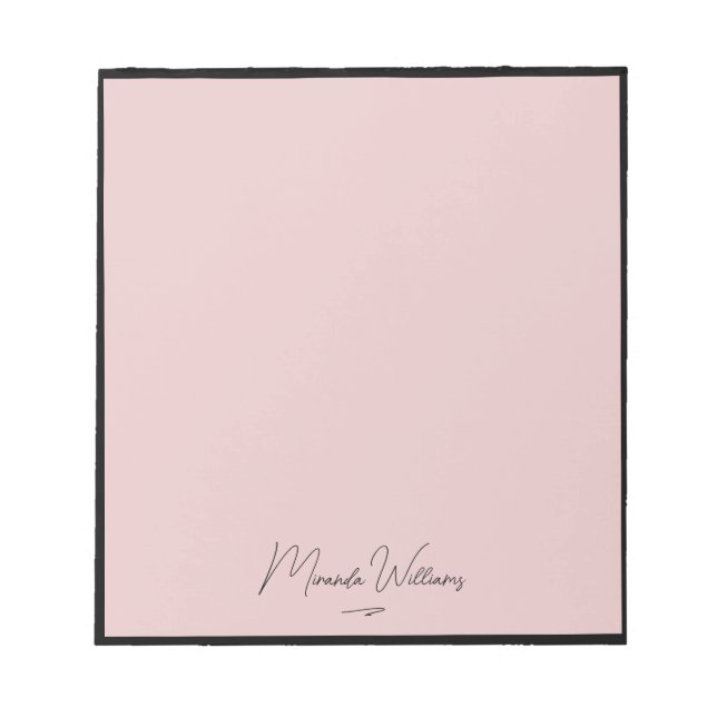 Minimalist Blush Pink Handwritten Custom Name  Notepad (Front)