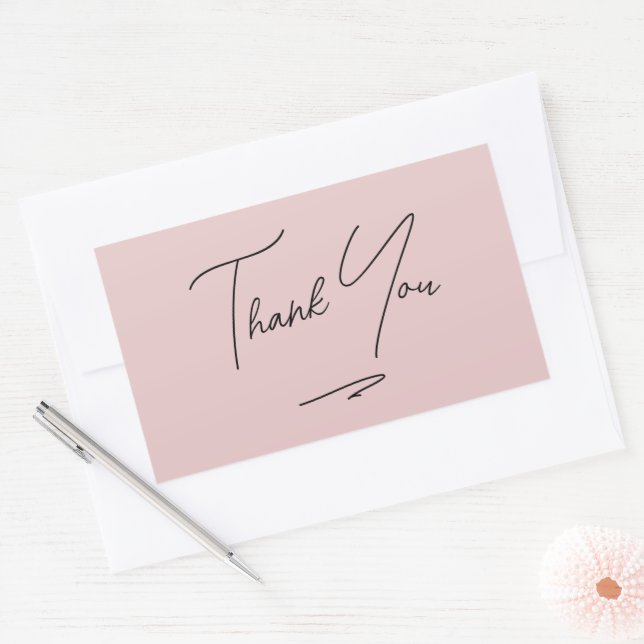 Minimalist Blush Pink Handwritten Script Thank You Sticker (Envelope)
