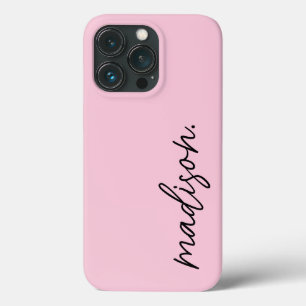 Minimalist Blush Pink iPhone Case with Name