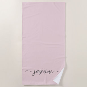 Minimalist Blush Pink Monogram Name Huge Script Be Beach Towel
