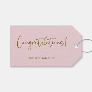 Minimalist Blush Pink Personalized Congratulations Gift Tags