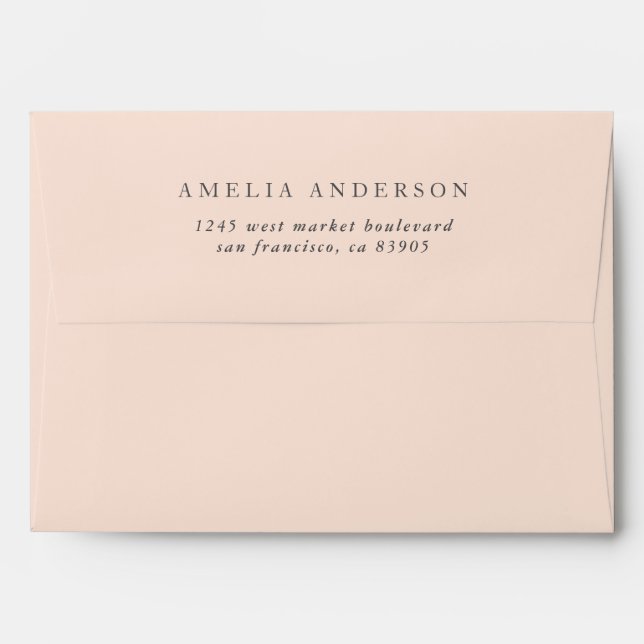 Minimalist Blush Pink Return Address Envelope (Back (Top Flap))
