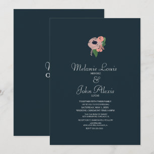 Minimalist Blush Pink Rose Floral Botany Wedding Invitation