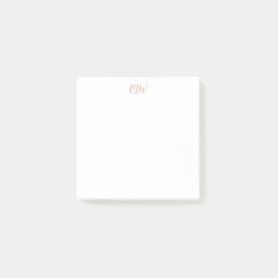Minimalist Blush Pink Script Initials Simple Post-it Notes