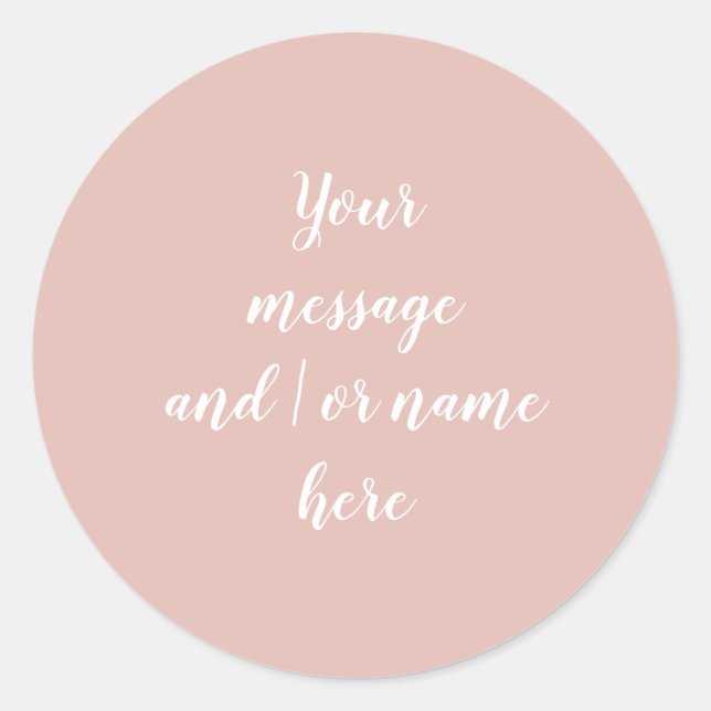 Minimalist Blush Pink Script Personalized Classic Round Sticker (Front)