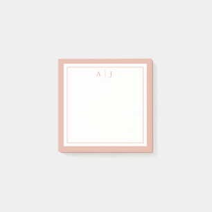 Minimalist blush Pink Two Border Monogram Post-it Notes