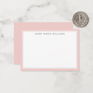 Minimalist Blush Pink Two Border Name Note Card
