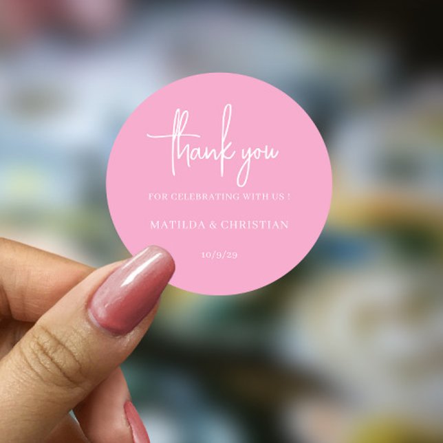 Minimalist Blush Pink Wedding  Classic Round Sticker (Creator Uploaded)