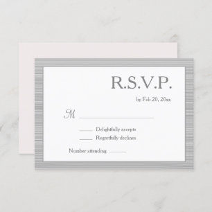 Minimalist Blush Pink White Grey Stripes RSVP Invitation