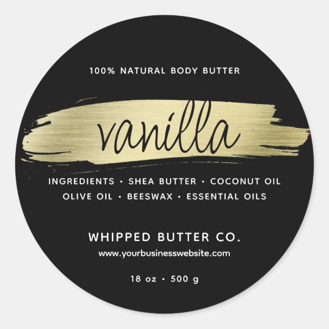 Minimalist Body Butter Small Business Gold Classic Round Sticker (Front)