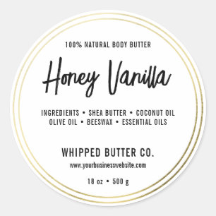 Minimalist Body Butter Small Business Gold  LOGO Classic Round Sticker