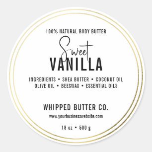 Minimalist Body Butter Small Business Gold  LOGO Classic Round Sticker