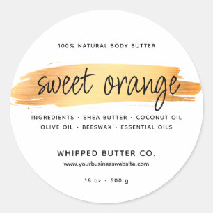 Minimalist Body Butter Small Business Orange Classic Round Sticker