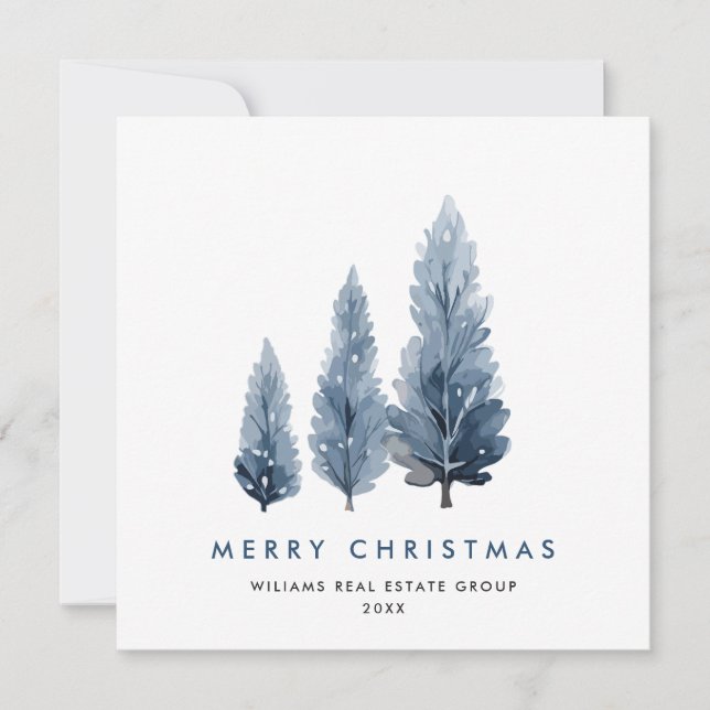 Minimalist Bohemian Pine Tree Christmas Corporate Holiday Card (Front)