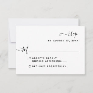 Minimalist Bohemian Script Wedding RSVP Card