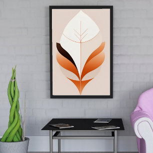 Minimalist Boho Abstract Leaf Earth Tone Poster