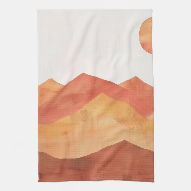 Minimalist Boho Abstract Mountain Landscape Kitchen Towel (Vertical)