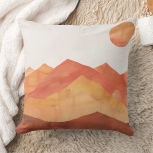 Minimalist Boho Abstract Mountain Landscape Throw Pillow