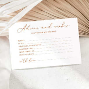 Minimalist boho advice and wishes bridal shower