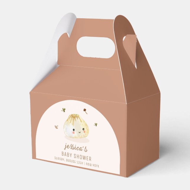 Minimalist Boho Arch Chinese Dumpling Baby Shower  Favor Box (Front Side)