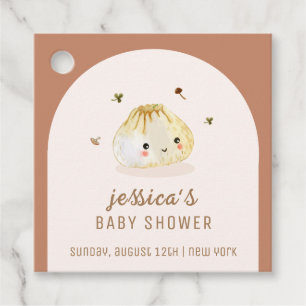 Minimalist Boho Arch Chinese Dumpling Baby Shower Favour Tags