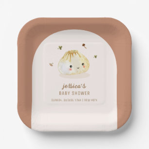 Minimalist Boho Arch Chinese Dumpling Baby Shower Paper Plate