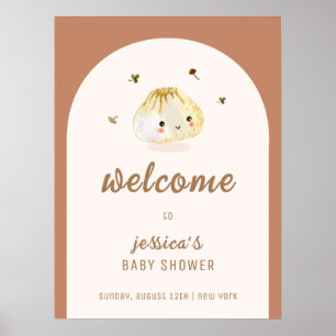 Minimalist Boho Arch Dumpling Baby Shower Welcome  Poster