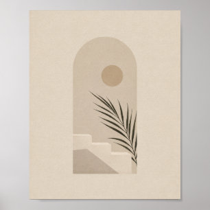 Minimalist Boho Arch Palm Sun Poster