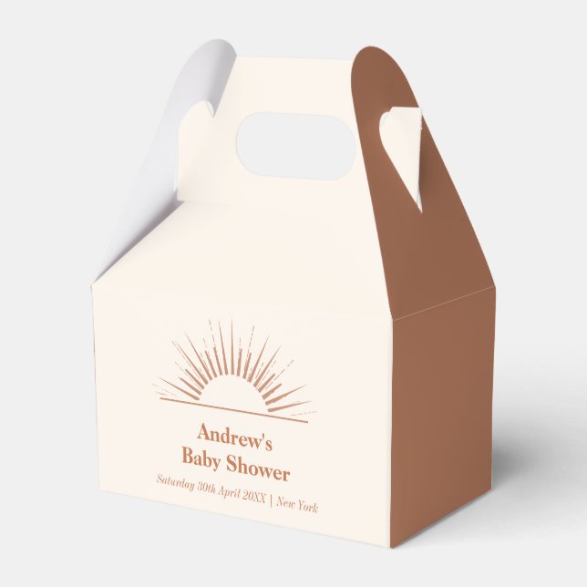 Minimalist Boho Arch Sunshine Baby Shower Favor Box (Front Side)