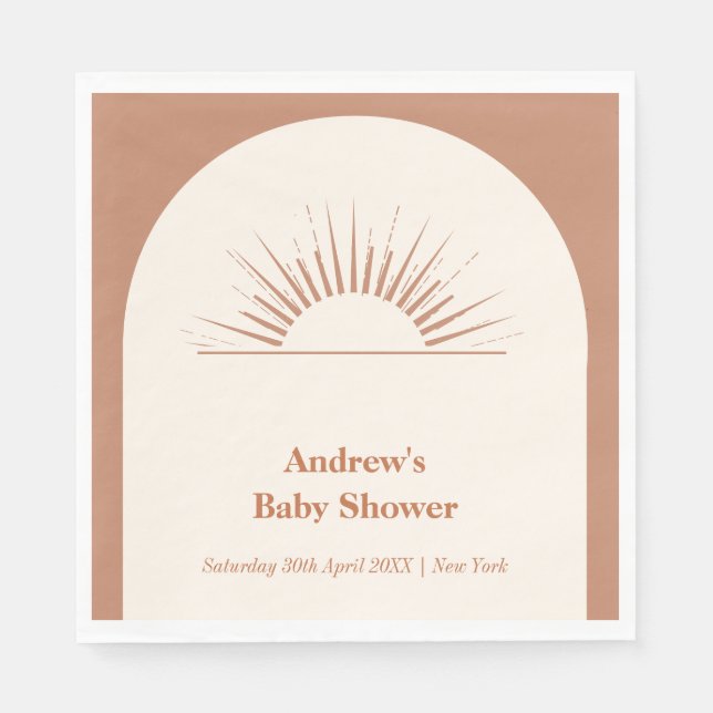 Minimalist Boho Arch Sunshine Baby Shower Napkin (Front)