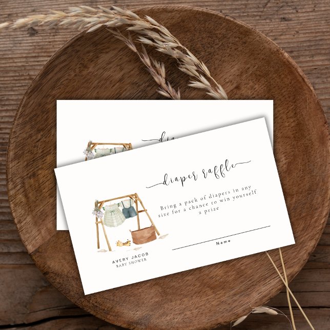 Minimalist Boho Baby Shower Clothes Diaper Raffle  Enclosure Card (Minimalist Boho Baby Shower Clothes Diaper Raffle Enclosure Card)