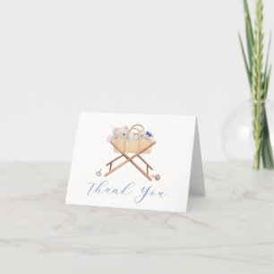 Minimalist Boho Bear Bassinet Toy Boy Baby Shower Thank You Card