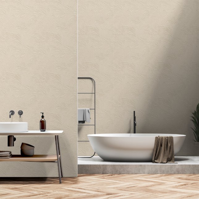 Minimalist Boho Beige Plaster  Wallpaper (Bathroom)