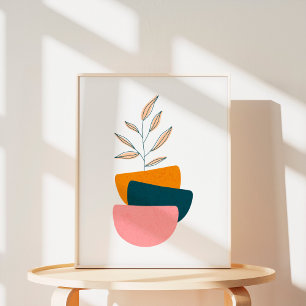 Minimalist Boho Botanical Abstract Shape Art Poster