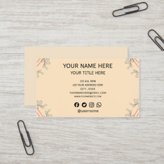 Minimalist Boho Botanical Branch Business Card 