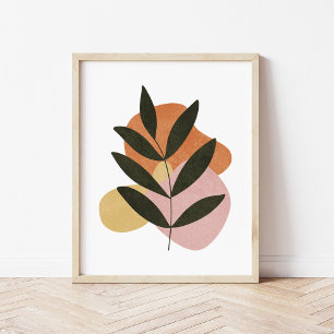 Minimalist Boho Botanical Leaf Abstract Shapes Art Poster
