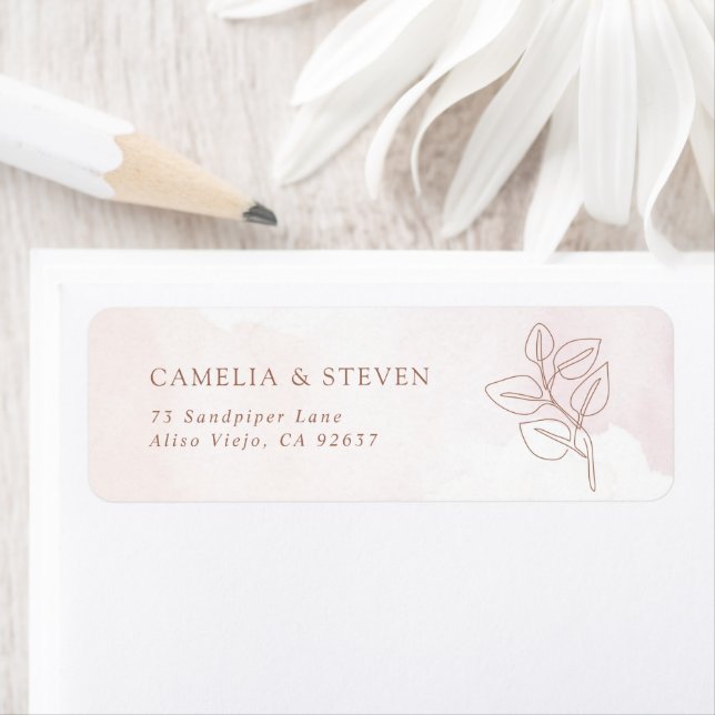 Minimalist Boho Botanical Wedding Return Address (Insitu)