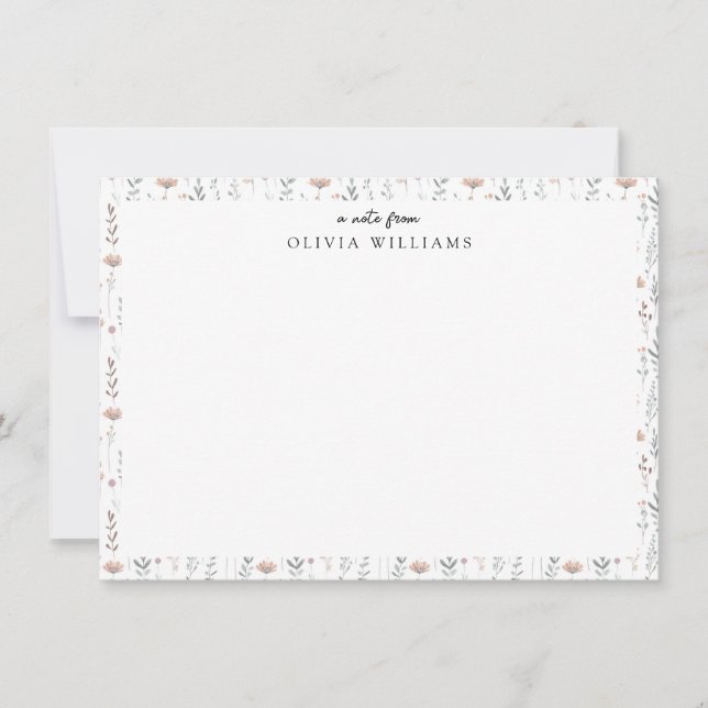 Minimalist Boho Botanical Wildflower Floral Name Card (Front)
