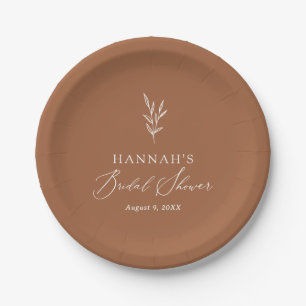 Minimalist Boho Burnt Orange Bridal Shower Paper Plate
