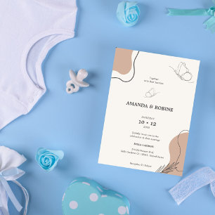 Minimalist Boho Butterfly Wedding Invitation