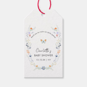Minimalist Boho Butterfly Wildflower Baby Shower Gift Tags