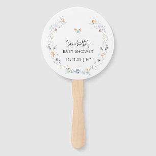 Minimalist Boho Butterfly Wildflower Baby Shower  Hand Fan