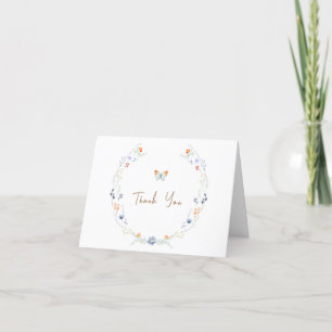 Minimalist Boho Butterfly Wildflower Baby Shower Thank You Card